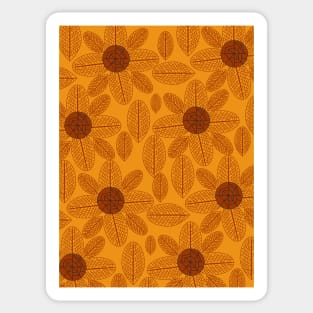 Leaves and flowers in shades of brown Sticker